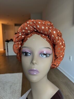 Rust Polka Dot Twisted Headwrap